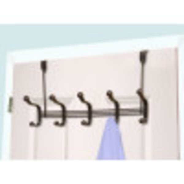 Home Basics 5 Dual Hook Over the Door Steel Organizing Rack, Bronze DH30280